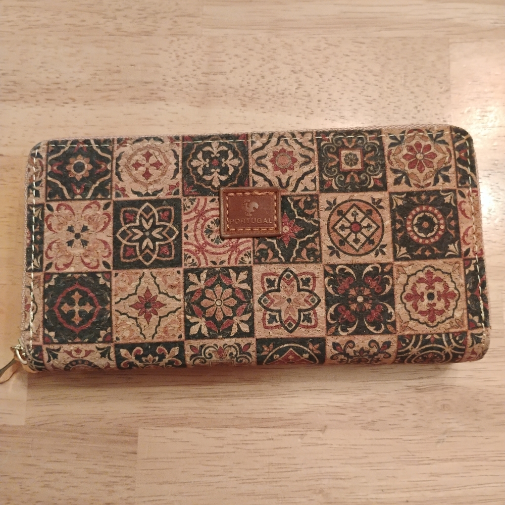 Portugal Tile Pattern Cork Vegan 2-Sided Wallet